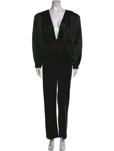 Pre-owned Mac Duggal Plunge Neckline Jumpsuit In Black