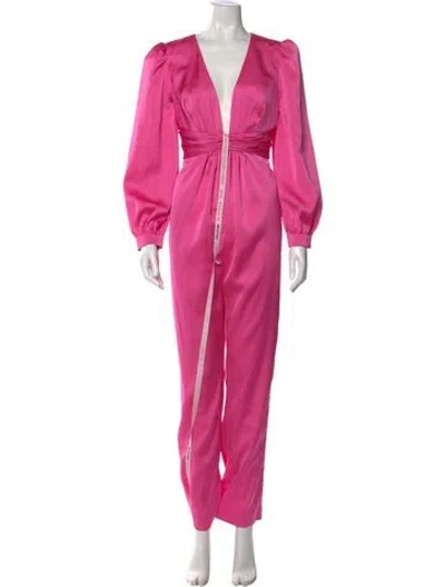 Pre-owned Mac Duggal Plunge Neckline Jumpsuit In Pink