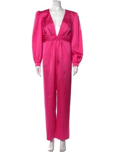 Pre-owned Mac Duggal Plunge Neckline Jumpsuit In Pink