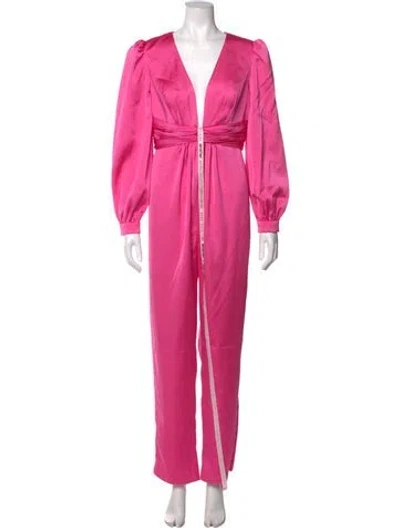 Pre-owned Mac Duggal Plunge Neckline Jumpsuit In Pink