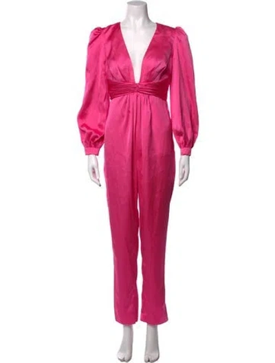 Pre-owned Mac Duggal Plunge Neckline Jumpsuit W/ Tags In Pink
