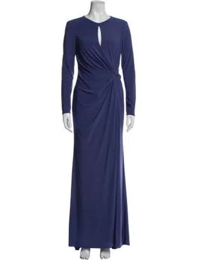 Pre-owned Mac Duggal Plunge Neckline Long Dress In Blue