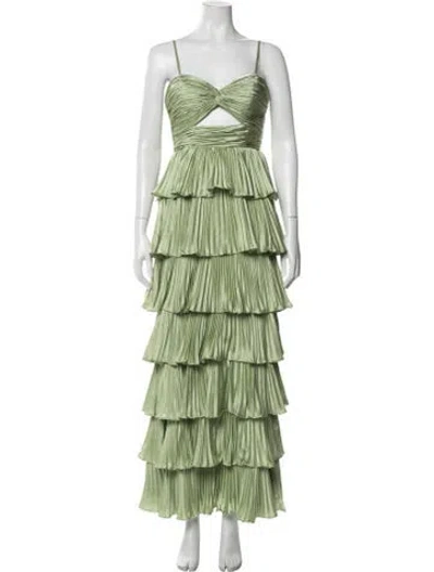 Pre-owned Mac Duggal Plunge Neckline Long Dress In Green