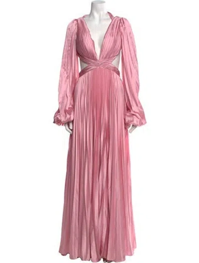 Pre-owned Mac Duggal Plunge Neckline Long Dress In Pink
