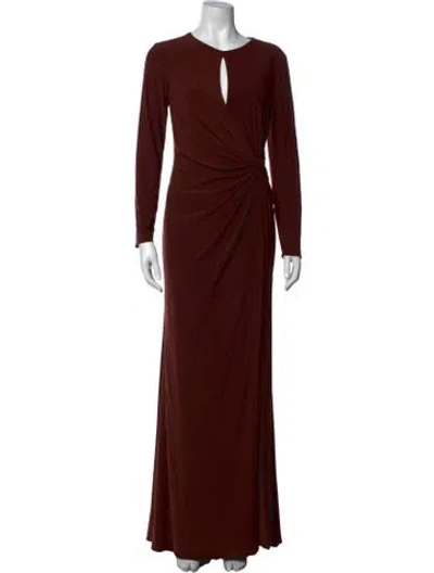 Pre-owned Mac Duggal Plunge Neckline Long Dress W/ Tags In Brown