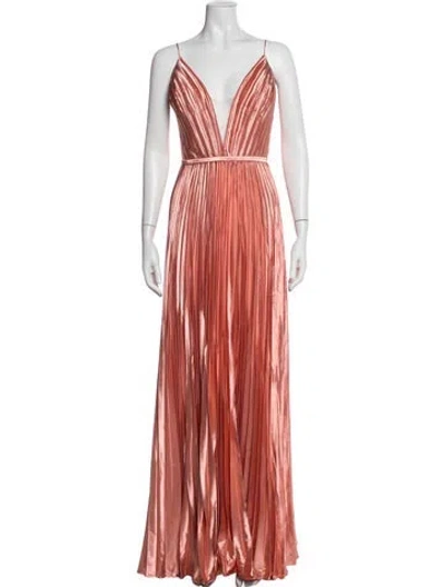 Pre-owned Mac Duggal Plunge Neckline Long Dress W/ Tags In Orange