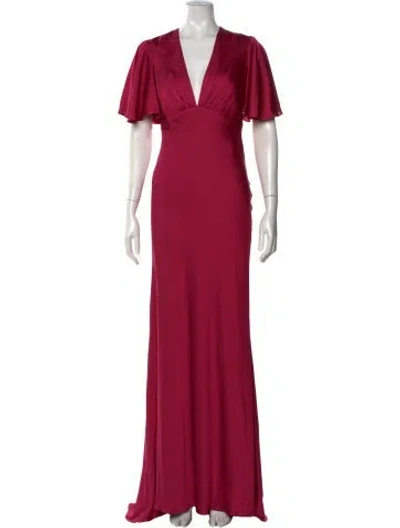 Pre-owned Mac Duggal Plunge Neckline Long Dress W/ Tags In Pink