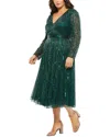MAC DUGGAL PLUS A-LINE TEA LENGTH DRESS