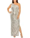 Mac Duggal Sequin One Shoulder Side Cutout Gown