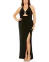 Mac Duggal Plus Womens Cut-out Polyester Halter Dress