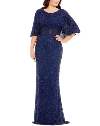Mac Duggal Embellished Cape Sleeve Column Dress