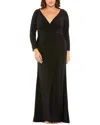 Mac Duggal V Neck Long Sleeve Faux Wrap Gown