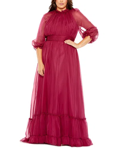 MAC DUGGAL MAC DUGGAL PLUS PUFF SLEEVE TIERED A-LINE DRESS