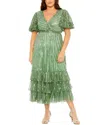 Mac Duggal Plus Embellished Surplice Midi Dress
