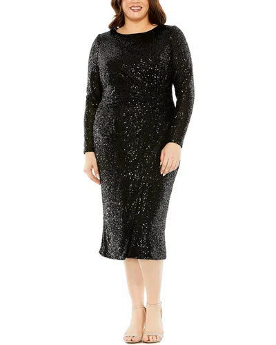 MAC DUGGAL MAC DUGGAL PLUS SEQUIN GATHERED WAIST MIDI DRESS