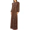 Mac Duggal Women's Embellished Bishop-sleeve A-line Gown In Gold