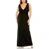 Mac Duggal Plus Womens Open Back Manmade Evening Dress In Black