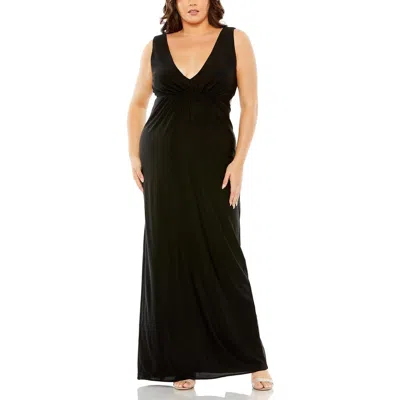 Mac Duggal Plus Womens Open Back Manmade Evening Dress In Black