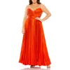 Mac Duggal Plus Womens Pleated Satin Evening Dress In Red