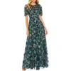Mac Duggal Flutter Sleeve Ruffle Detail Dress In Green