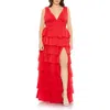 Mac Duggal Plus Womens Ruched Manmade Evening Dress In Red