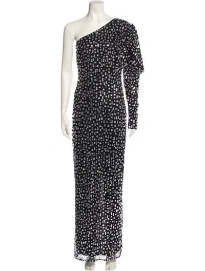 Pre-owned Mac Duggal Polka Dot Print Long Dress In Multi