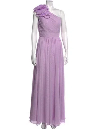 Pre-owned Mac Duggal Polka Dot Print Long Dress W/ Tags In Purple