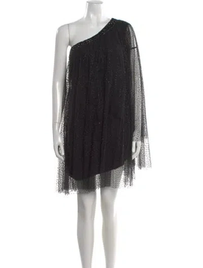 Pre-owned Mac Duggal Polka Dot Print Mini Dress W/ Tags In Black