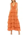 Mac Duggal Polka Dot Ruffle Tiered Sleeveless Dress In Multi