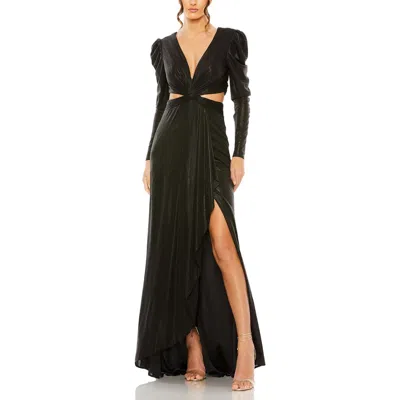 MAC DUGGAL MAC DUGGAL PRINCESS SLEEVE CUT OUT METALLIC GOWN