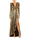 MAC DUGGAL MAC DUGGAL PRINCESS SLEEVE CUTOUT METALLIC GOWN