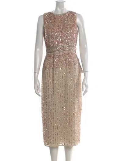 Pre-owned Mac Duggal Printed Knee-length Dress In Neutral