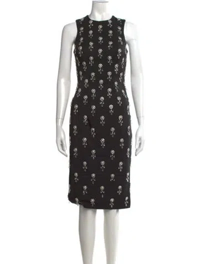 Pre-owned Mac Duggal Printed Knee-length Dress W/ Tags In Black