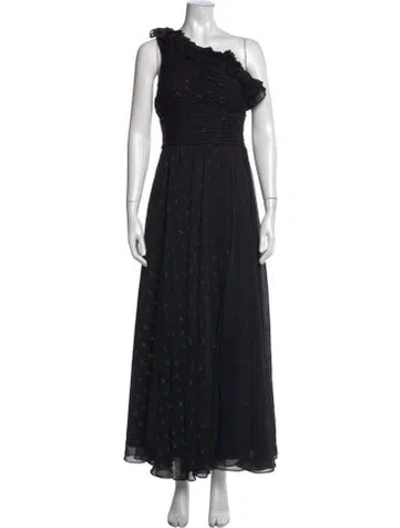 Pre-owned Mac Duggal Printed Long Dress In Black