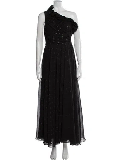 Pre-owned Mac Duggal Printed Long Dress In Black