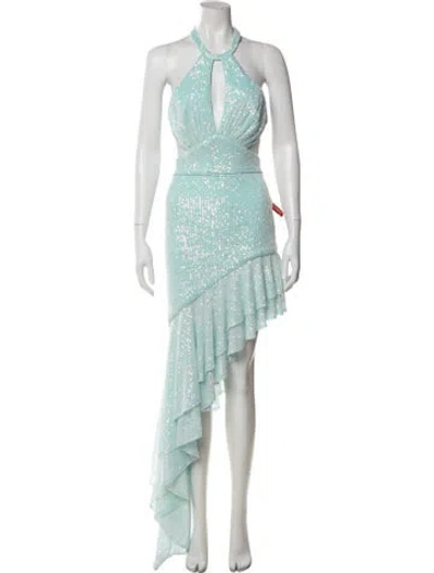 Pre-owned Mac Duggal Printed Long Dress In Blue
