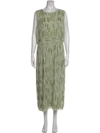 Pre-owned Mac Duggal Printed Long Dress In Green