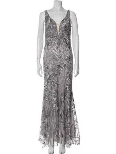 Pre-owned Mac Duggal Printed Long Dress In Multi