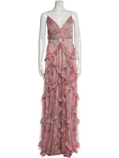 Pre-owned Mac Duggal Printed Long Dress In Multi