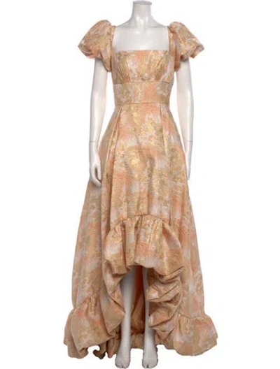 Pre-owned Mac Duggal Printed Long Dress In Neutral