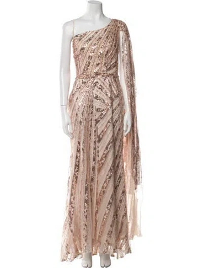 Pre-owned Mac Duggal Printed Long Dress In Neutral