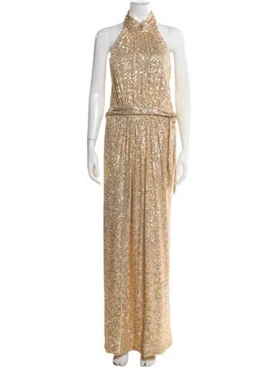 Pre-owned Mac Duggal Printed Long Dress In Neutral