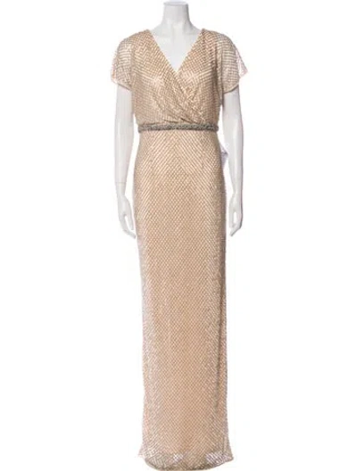 Pre-owned Mac Duggal Printed Long Dress In Neutral