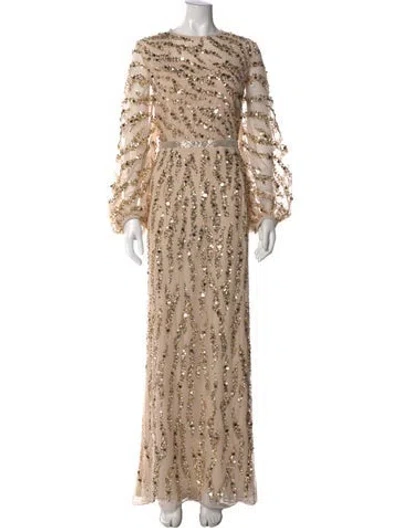 Pre-owned Mac Duggal Printed Long Dress In Neutral