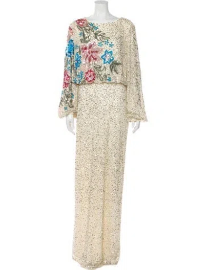 Pre-owned Mac Duggal Printed Long Dress In Neutral