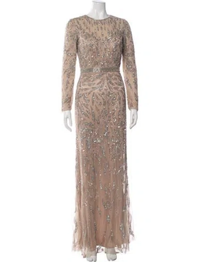 Pre-owned Mac Duggal Printed Long Dress In Neutral