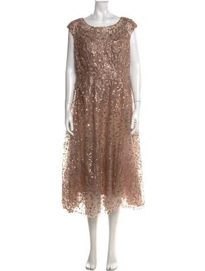 Pre-owned Mac Duggal Printed Long Dress In Neutral