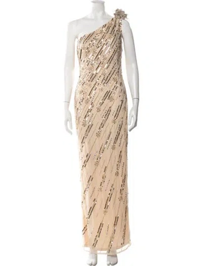 Pre-owned Mac Duggal Printed Long Dress In Neutral