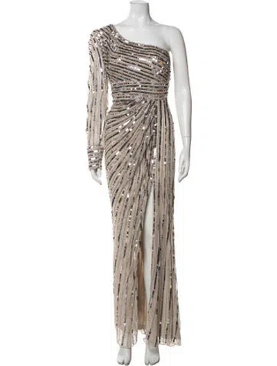 Pre-owned Mac Duggal Printed Long Dress In Neutrals