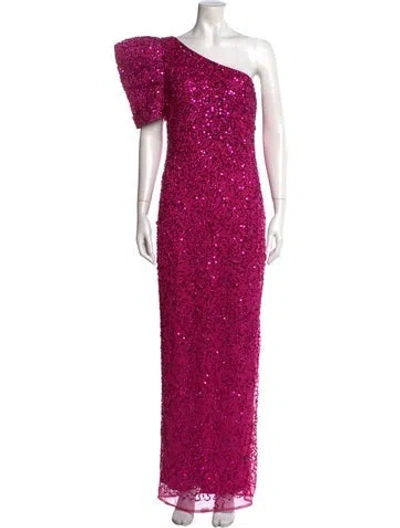 Pre-owned Mac Duggal Printed Long Dress In Pink